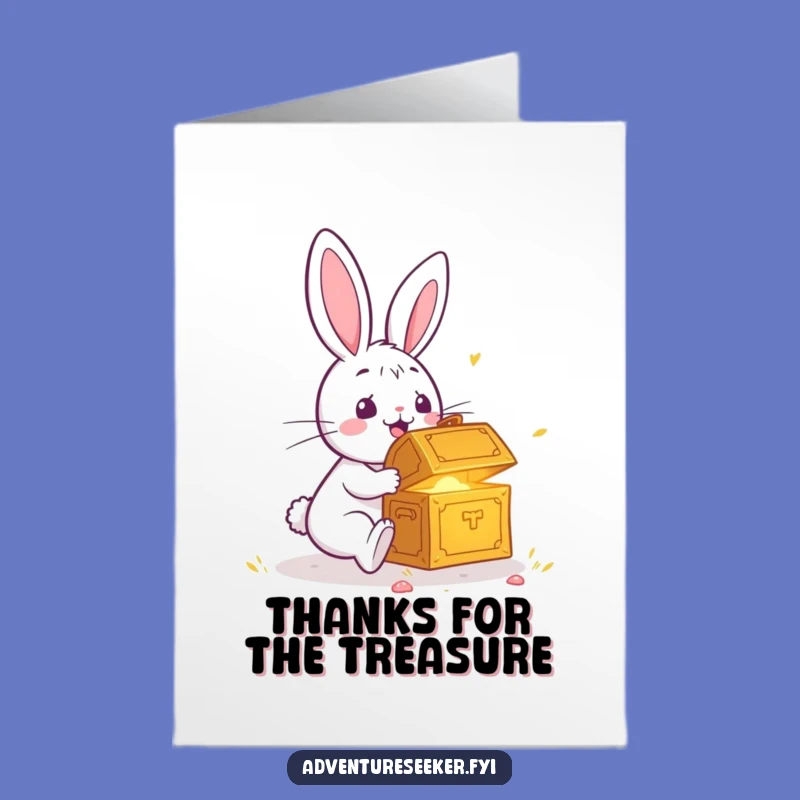 Free Printable Rabbit Thank You Card: Funny Treasure Discovery Downloadable Greeting