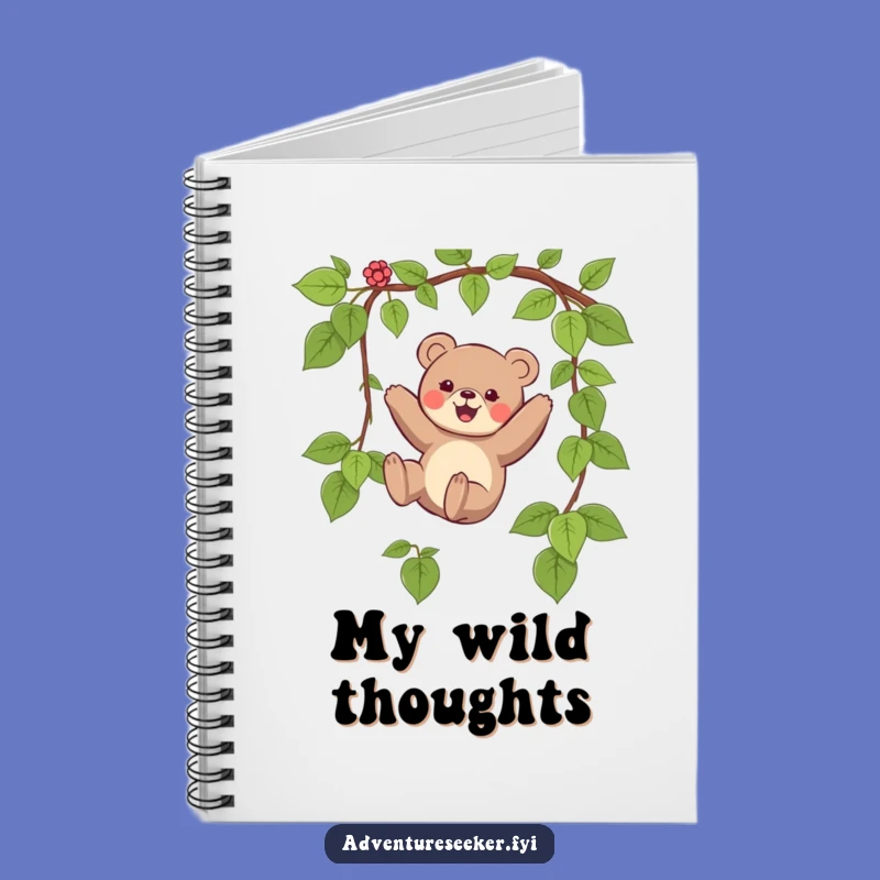 Funny Bear Swinging Vine Notebook - Jot Down Adventures, Perfect Funny Gift