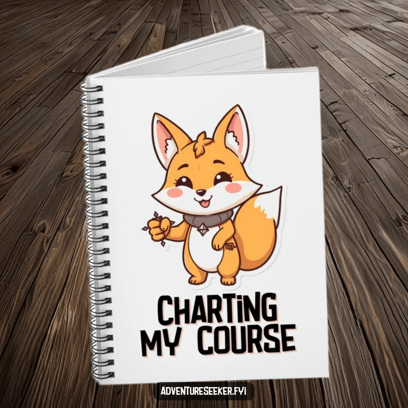 Funny Fox Notebook: Determined character with a compass, pointing forward, ideal for planning funny endeavors.