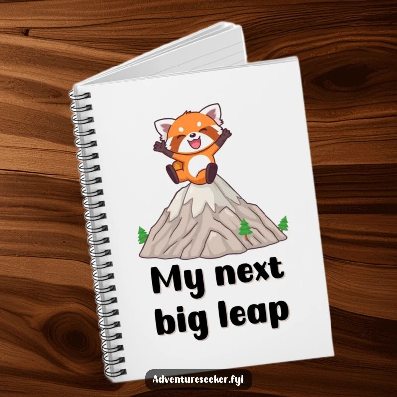 Funny Red Panda Notebook: Joyful red panda leaping energetically over miniature mountains, for notes and ideas.