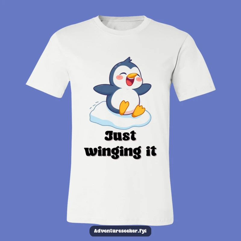 Funny Penguin T-Shirt: Cheerful Character's Hilarious Ice Slide, Ideal Funny Gift