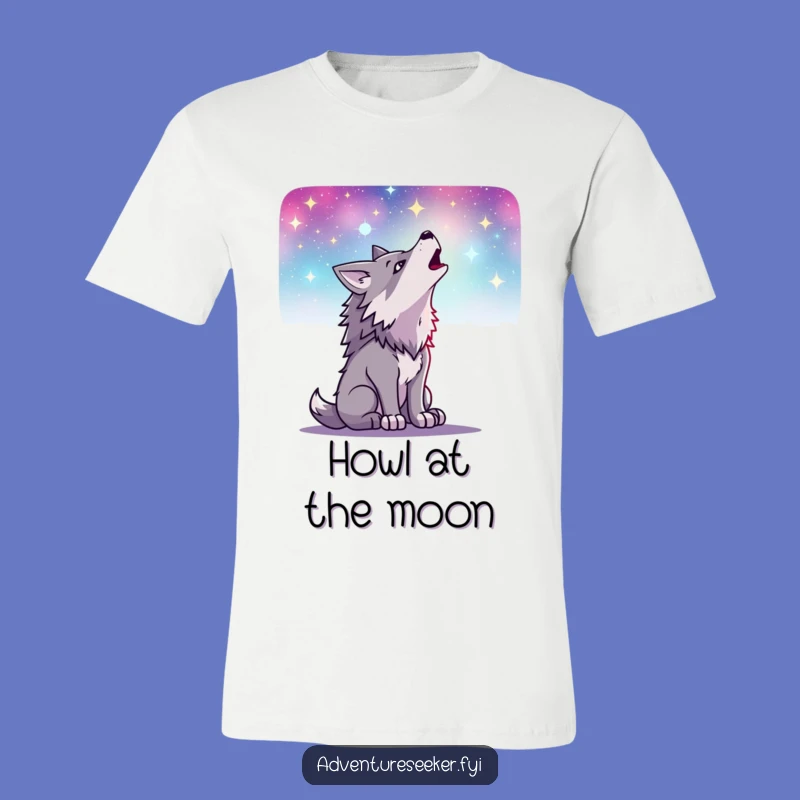 Funny Wolf Howling T-Shirt: Determined Character's Starry Night, Cool Funny Gift