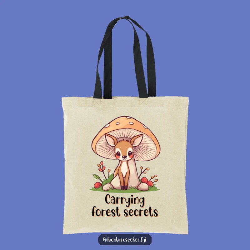 Funny Deer Mushroom Tote Bag: Whimsical Wanderer Carryall, Charming Hilarious Gift