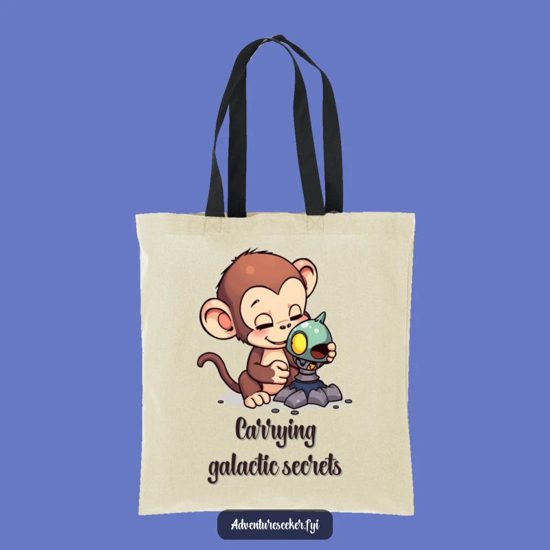 Funny Monkey Alien Artifact Tote Bag: Carry Your Curiosity
