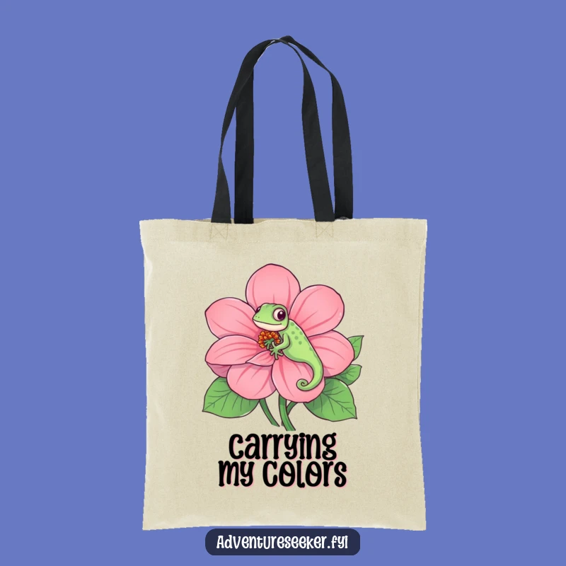Funny Chameleon Tote Bag: Playful Flower Camouflage Print, Practical Funny Gift