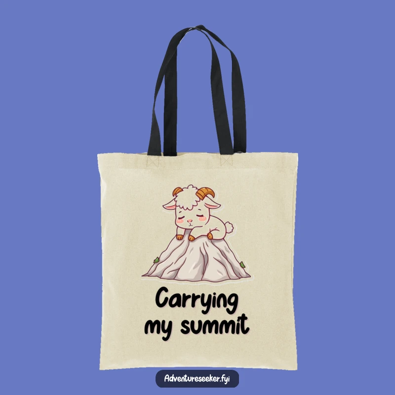 Funny Mountain Goat Tote Bag: Carry Your Contentment with This Humorous Bag