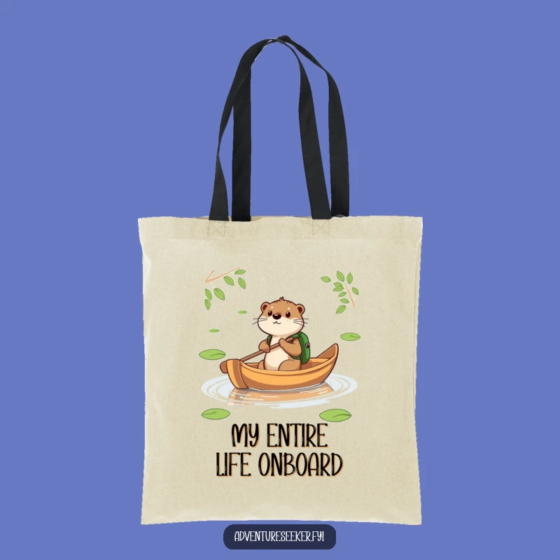 Funny Otter Leaf Boat Tote Bag, Adventure Carry-All, Chic Funny Gift